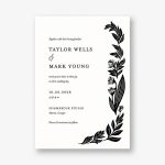 Black and White Floral Wedding Invitation