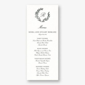 Botanical Wreath Monogram Menu
