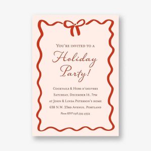 Wiggle Bow Border Holiday Party Invitation