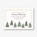 Snowy Winter Green Tree Border Holiday Party Invitation
