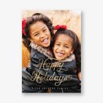 Retro Script Happy Holidays Foil Photo Card