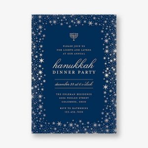 Starry Night Foil Border Hanukkah Card