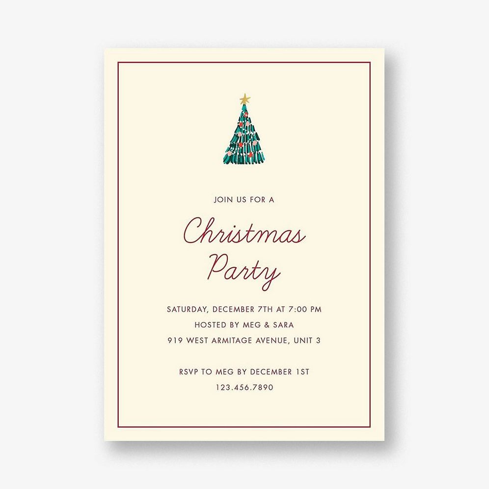 Vintage Garland Tree Holiday Party Invitation