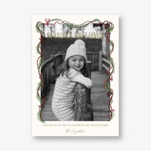Minimal Garland Border Holiday Photo Card