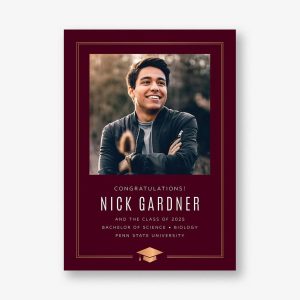 Classic Cap Foil Photo Graduation Announcement