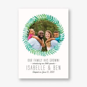 Watercolor Laurel Frame Photo Adoption Announcement