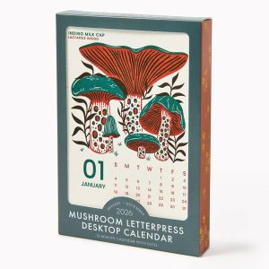 2026 Paper Source Mushroom Letterpress Desk Easel Calendar
