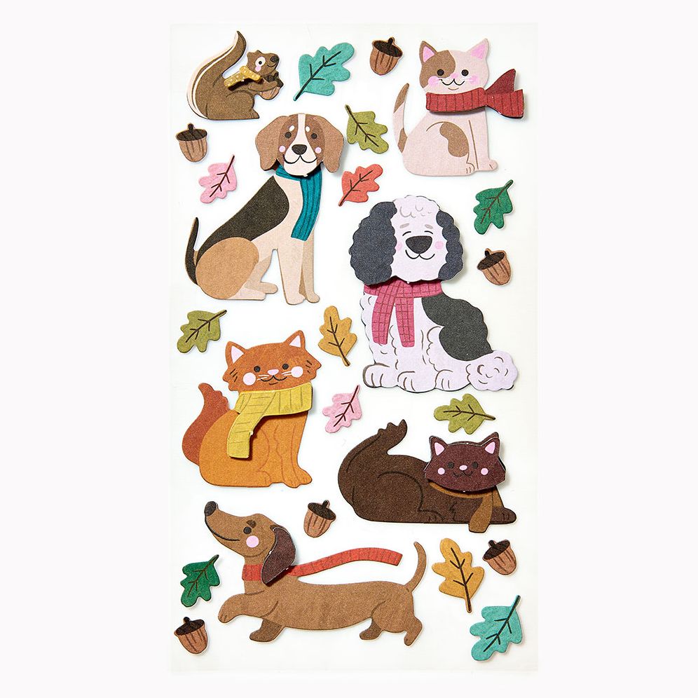 Fall Cat and Dogs with Sticker Sheet - Image 2