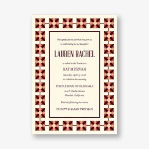 Floral Tile Bat Mitzvah Invitation