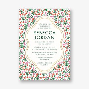 Tulip Field Foil Bat Mitzvah Invitation