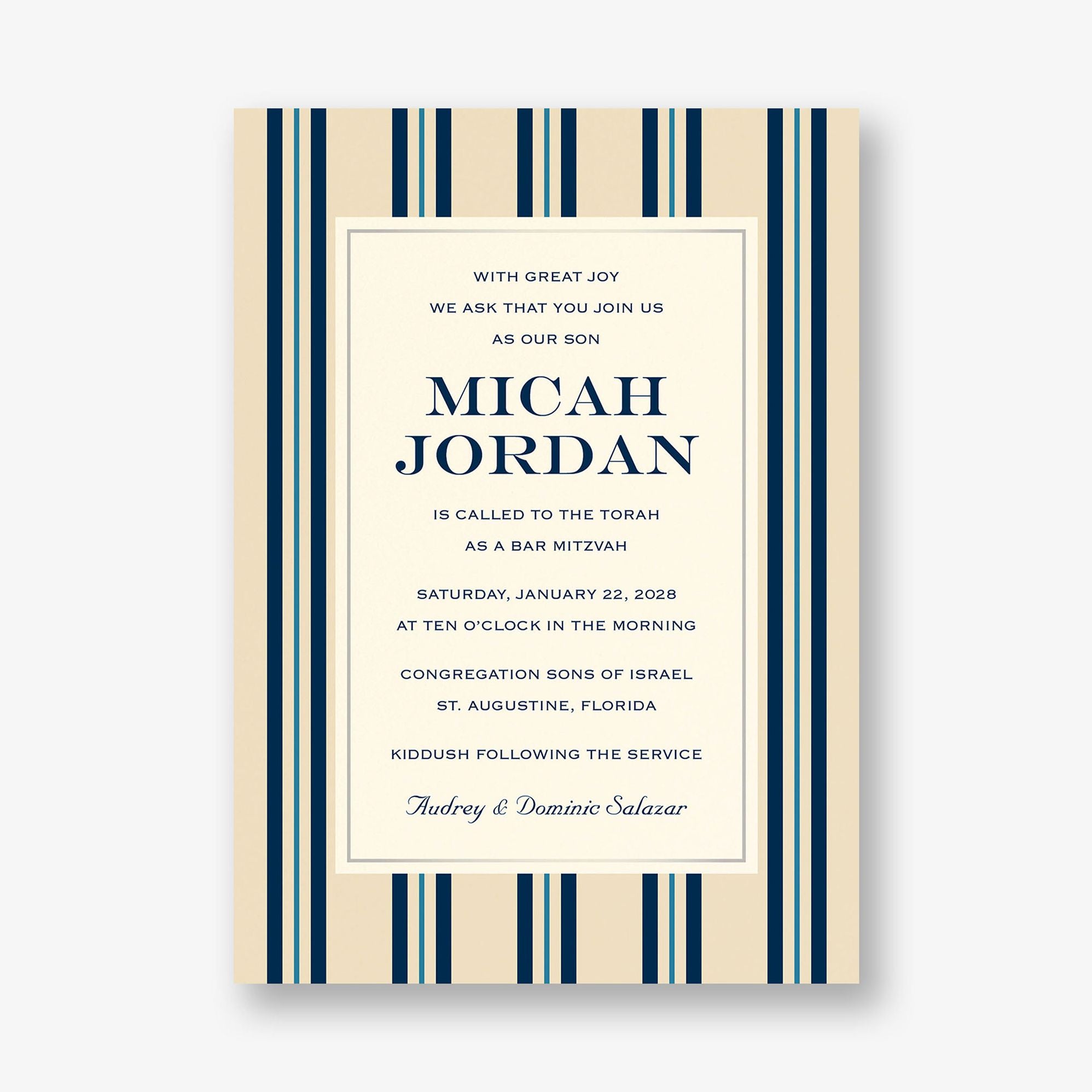 Pinstripe Foil Bar Mitzvah Invitation - Image 2