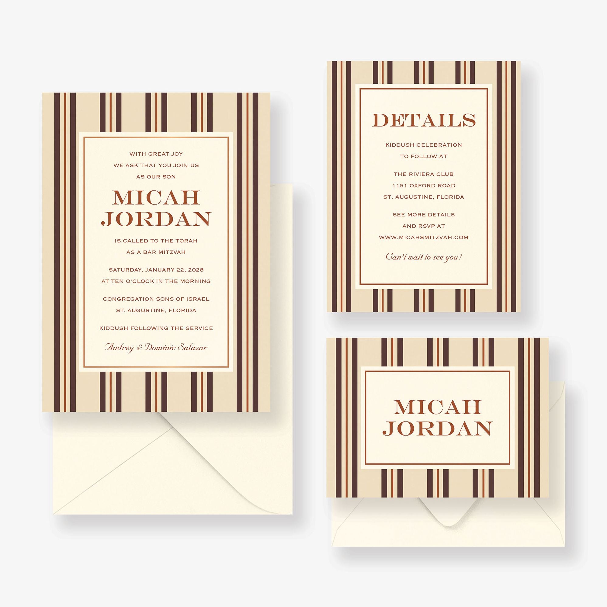 Pinstripe Foil Bar Mitzvah Invitation - Image 4