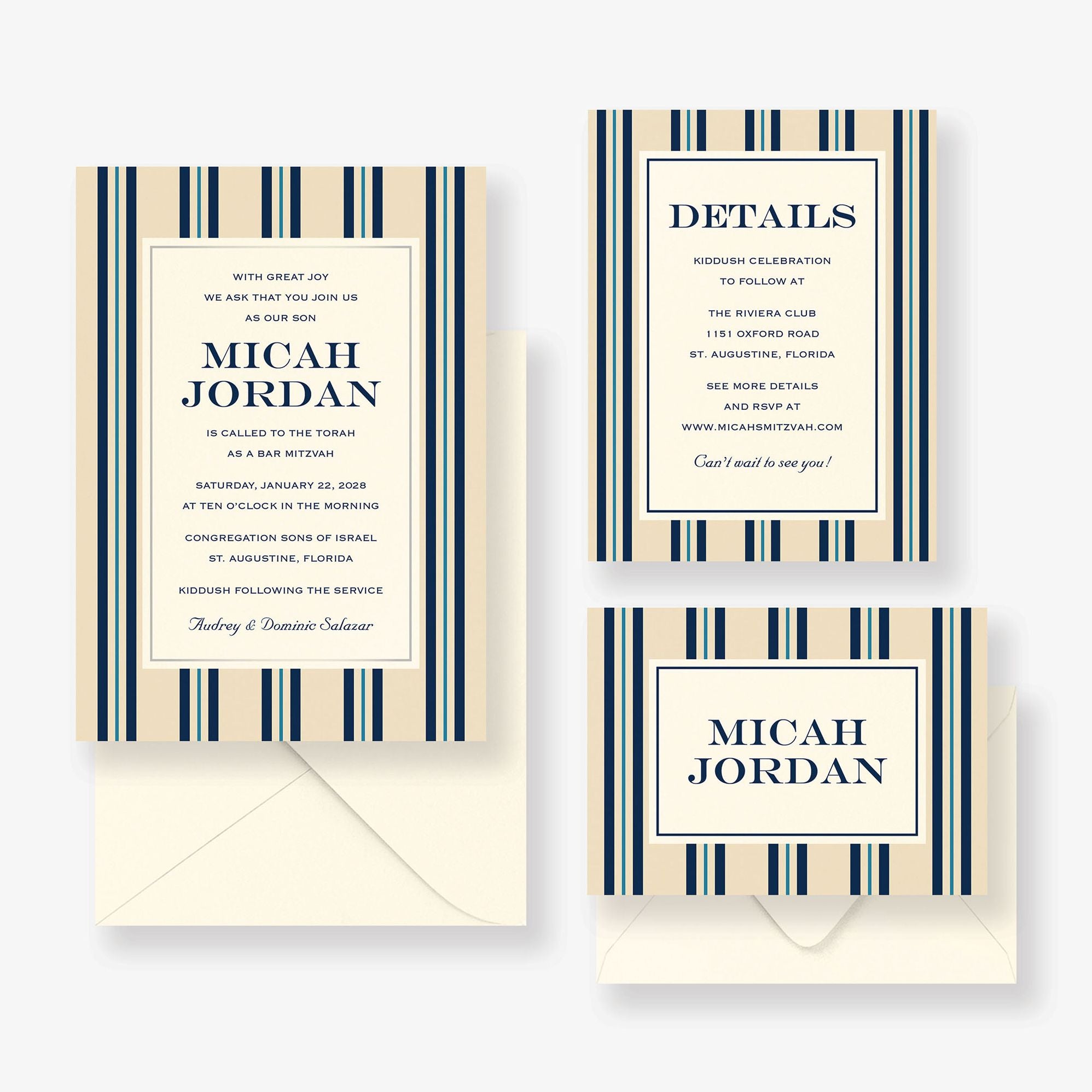 Pinstripe Foil Bar Mitzvah Invitation - Image 5