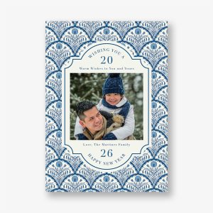 Floral Scallop New Years Photo Card