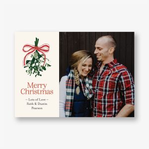 Striped Mistletoe Holiday Photo Card