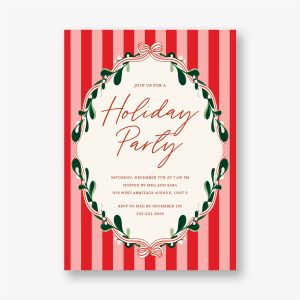 Holly and Stripes Party Invitation