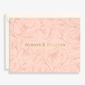 Always and Forever Floral Letterpress Wedding Card