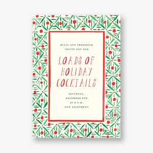 Red and Green Pattern Holiday Party Invitation