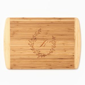 Bohemian Wreath Monogram Two-Tone Cutting Board