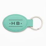 Line Framed Monogram Teal Key Fob