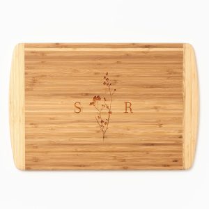 Dried Floral Monogram Two-Tone Cutting Board