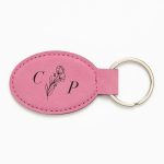Floral Divided Monogram Pink Key Fob