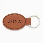 Simple Serif Initials Brown Key Fob