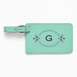 Ornate Oval Monogram Teal Luggage Tag