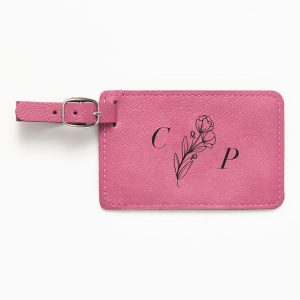 Floral Divided Monogram Pink Luggage Tag