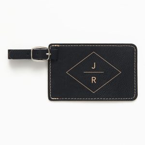 Modern Diamond Black Luggage Tag