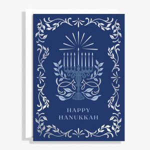 Silver Menorah Hanukkah Card