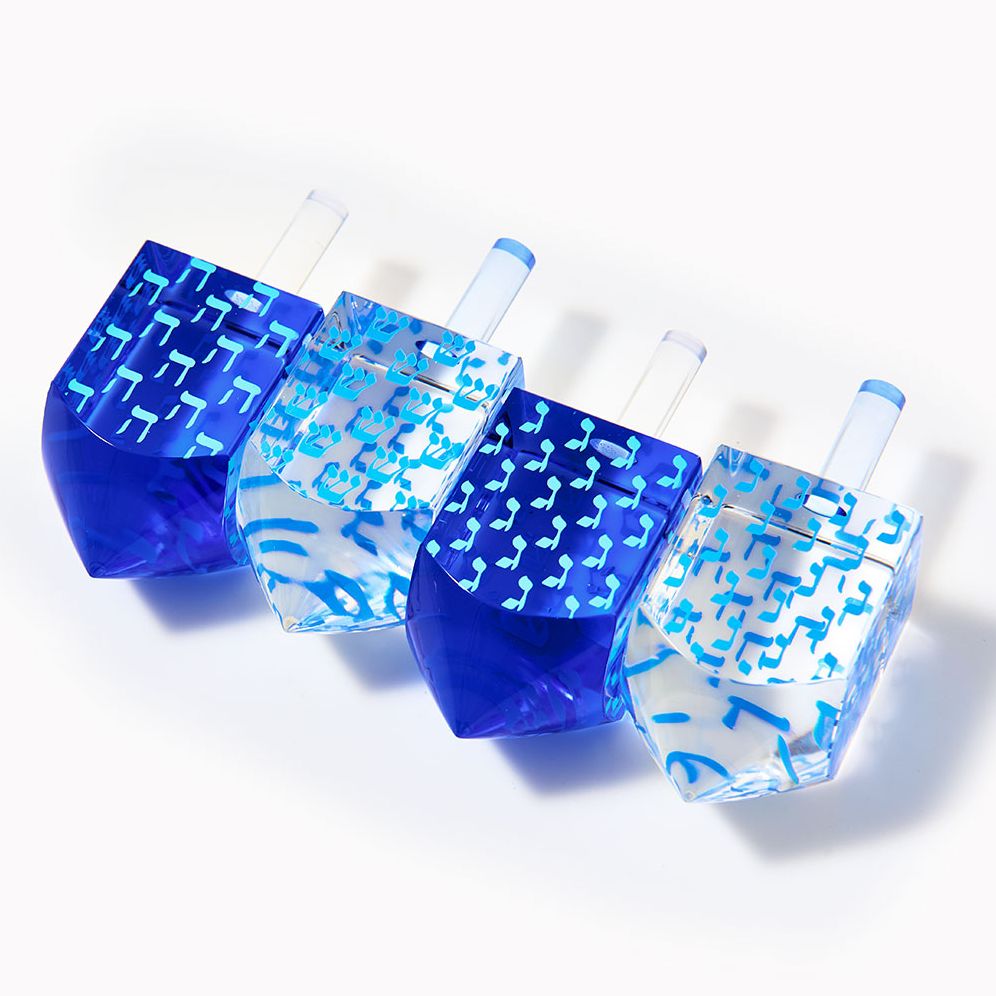 Acrylic Dreidel Set - Blue & White - Image 3