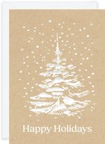 White Glitter Trees Holiday Greeting Card