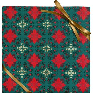 Poinsettia Tile Textured Wrapping Paper