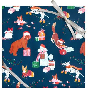 Festive Dogs Stone Wrapping Paper