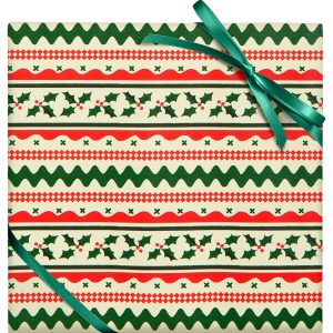 Holly Ricrac Textured Wrapping Paper