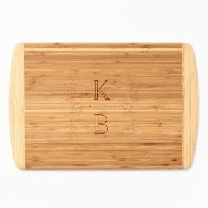 Leaves Monogram Two-Tone Cutting Board